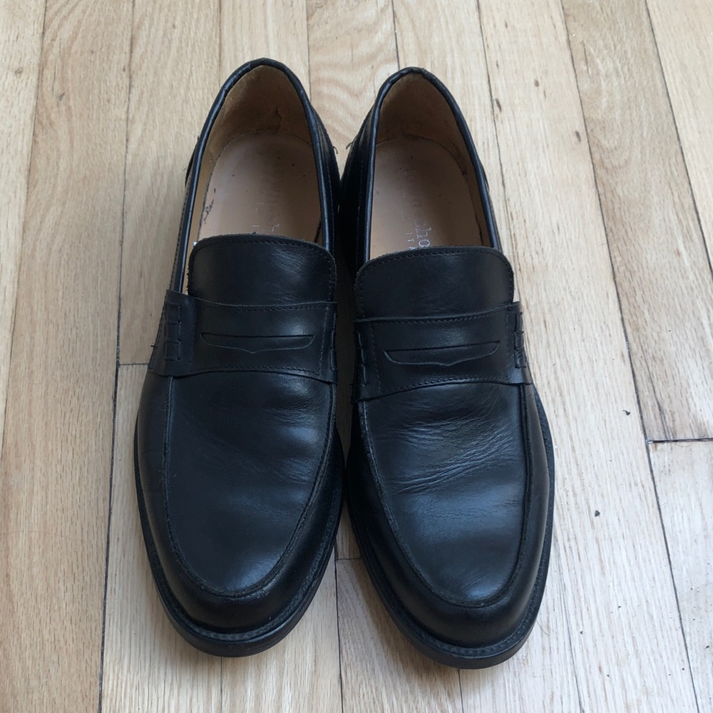 Elegant Black Leather Slip-On Loafers